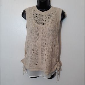 Simply Vera cream crocheted tank top